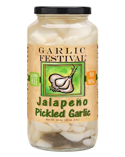 Garlic Festival Jalapeno Pickled Garlic Quart 32 oz.