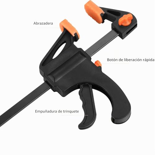 Miniatura 3 de 4 Piezas Sargentos De Barra, Abrazadera De Rápido, Abrazaderas De Carpintero Para Apriete, Pinzas De Madera Herramienta De Carpintero - 4 Pulgadas