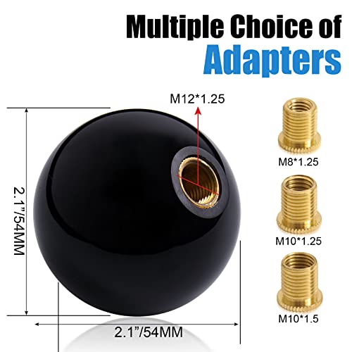 Somusen 8 Ball Billiard Black Round Pool Ball Shift Knob Acrylic 5 6 Speed Gear Shifter Knob With 3 Adapters Universal Fit For Manual Car Automatic Vehicles M8X1.25 M10X1.25 M10X1.5 M12X1.25 #TOP2