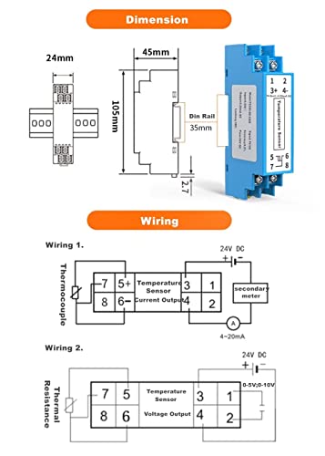 Temperature Sensor Transducer Transmitter Transformer Thermocouple K Type Output 0-5V DC Input 0-700? Degree Centigrade