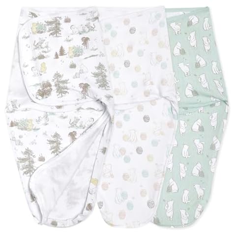 aden + anais, Cotton Knit Baby Wrap, Newborn Wearable Swaddle Blanket, 3 Pack, Winnie, 0-3 Months Cover