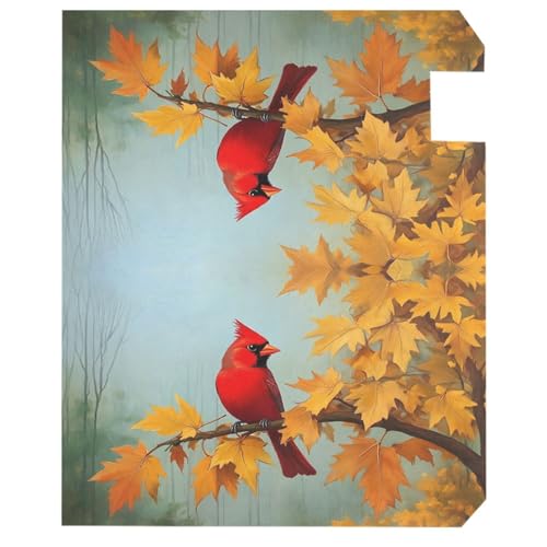 Image of Wamika Autumn Melody Mailbox Covers Standard Size Fall Cardinal Bird Sunflower Maple Leaves Magnetic Mail Wraps Cover Letter Post Box 21 inch Lx 18 inch W