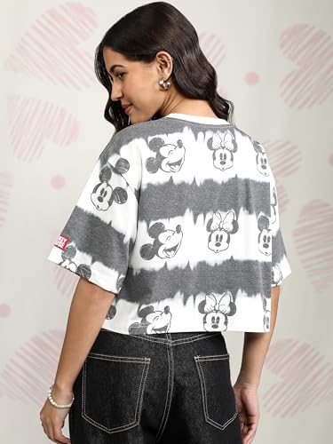 Image of Tokyo Talkies Women's Short Sleeves Round Neck Printed Tshirts | Mickey Mouse Print Stylish | Casual