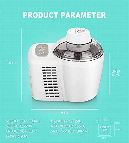 YIZHIYA Eismaschine, Haushaltsvollautomatische weiche Harte Speiseeisbereiter, 600ml hausgemachte DIY intelligente… – Bild 3
