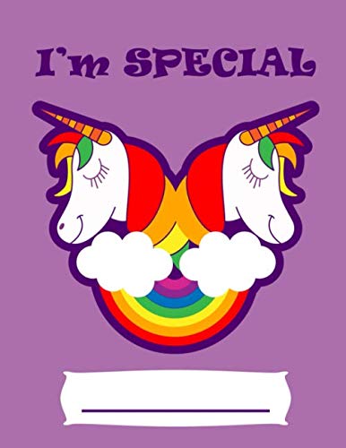 Low Vision Notebook : I'm Special: Unicorn Rainbow Thick Bold Lined Paper for Visually Impaired Students Note Taking - Size 8.5" x 11" - 118 pages - 3/4 Inch Line Spacing