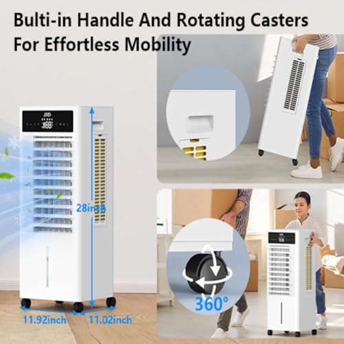 image for JRD Portable Air Conditioners with 4 Ice Packs, 12H Timer, Top Fill Du