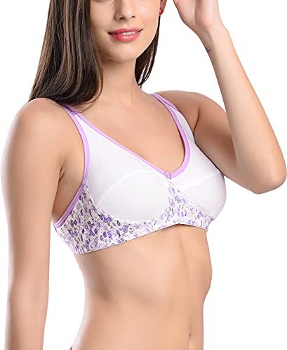 Image of StyFun Women's Non-Wired Bra, Non-Padded, Full Coverage Bra, Cotton Bra, Everyday Bras, Cup-B, Multicolor, See Main Image to Check How Many Bras You Will Get