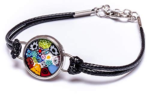 Millefiori Smart Unique Black Lolly Bracelet, Made of Authentic Murano Glass, Italian Design