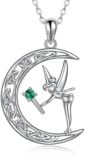 VENACOLY Fairy necklace 925 Sterling Silver Flower Fairy Pendant Necklace Fairy Gifts for Women Girls Birthday Valentine's Day Gifts