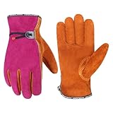 HLDD HANDLANDY Leather Work Gloves for Men & Women – Cowhide Gardening Gloves, Thorn Proof, Cotton Lined, for Tig/Mig Welding, Construction, Chainsaw, Farm, Landscaping
