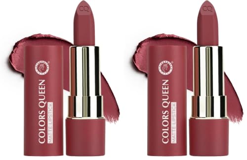 Image of Colors Queen Lippie Creamy Matte Lipstick | Single Swipe Application, Long Lasting & Highly Pigmented | Lightweight Lipstick for Women Infused with Jojoba Oil and Vitamin E (10 - Nudeit, 5g)