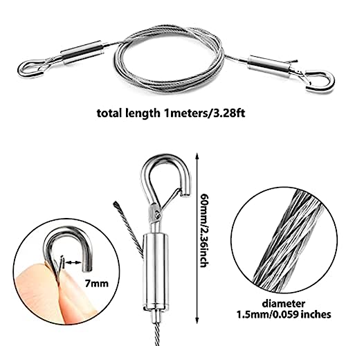 Image of 2PCS Adjustable Picture Hanging Wire Kit - Heavy Duty Hardware , 1M X1.5Mm Stainless Steel Cables Hanging Rope