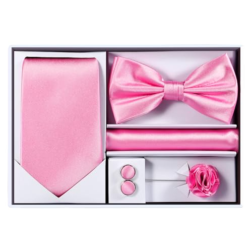 Image of Tie G .5pcs Tie set in a gift box : Tie sets : Solid color Neck tie,Satin Bow tie,Pocket Square, Lapel, Cuffs link