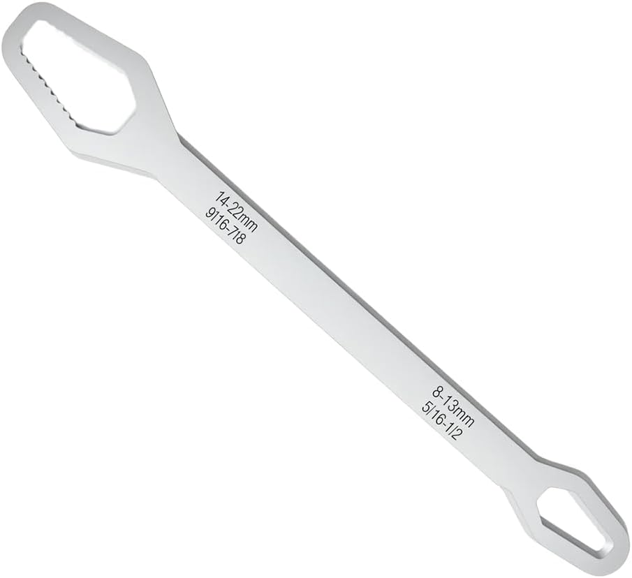 ROWPOZ 8-22mm Double-Ended Multifunctional Universal Wrench, 2026 New Self-Adjusting Wrench Set All in One Tool, Outdoor Riding Home Car Repair Tools for Auto Repair (Silvery)