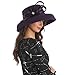 FORBUSITE Women Wool Felt Dress Party Hats for Fall, Winter Church Hats 1920s 1950s 60s (Down Brim-Purple)