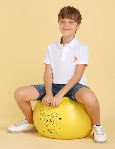 Image of U.S. Polo ASSN. Knitted Boys Polo T-Shirts - Soft Cotton Fabric, Ribbed Polo Collar, Regular Fit T Shirt for Kids