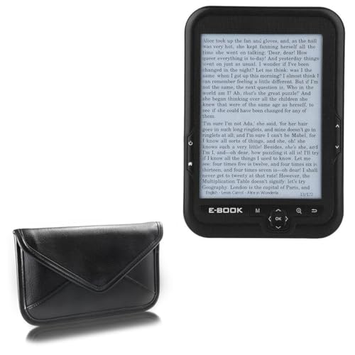 BoxWave Case Compatible with Hakeeta E-Reader (6 in) - Elite Leather Messenger Pouch, Synthetic Leather Cover Case Envelope Design - Jet Black