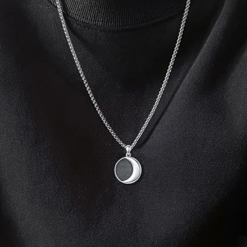 Moon Necklace 925 Sterling Silver Crescent Moon Coin Pendant Necklaces Jewelry Gift for Men Women4