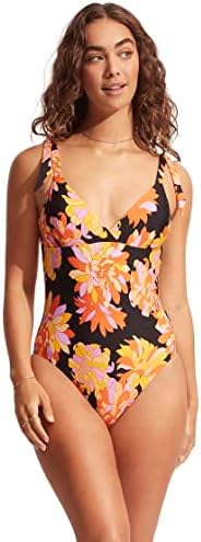 Seafolly Palm Springs Wrap Front One-Piece Black AUS 14 (US Women's 10)