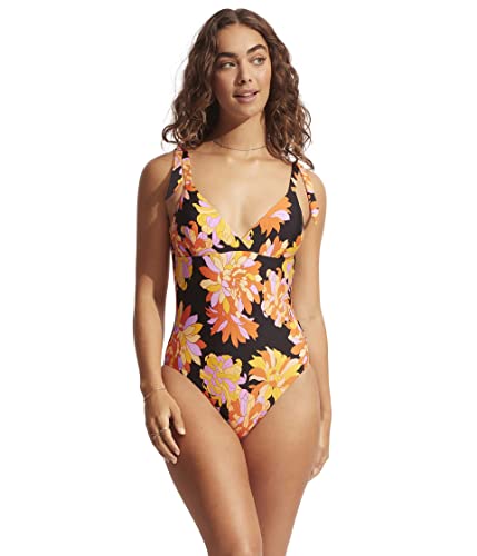 Seafolly Palm Springs Wrap Front One-Piece Black Aus 14 (Us Women's 10) #TOP2
