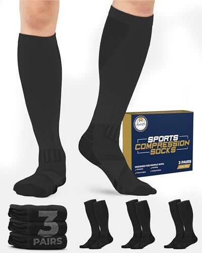 Pembrook 3 Pairs Compression Socks 20-30 mmHg - Compression Socks for Women and Men | Running, Athletic, Travel, Nurses