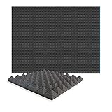 Arrowzoom New 12 Pieces 20x20x2inch Soundproofing Insulation Pyramid Acoustic Wall Foam Padding Studio Foam Tiles AZ1034 BLACK