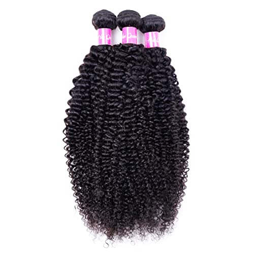 Iwig 10A Peruvian Curly Hair 1 Bundle 16Inch Unprocessed Virgin Kinky Curly Human Hair Bundles Natural Black Color Kinky Curly Bundles Hair Weft Weave Extensions 100G/Bundle thumb #2