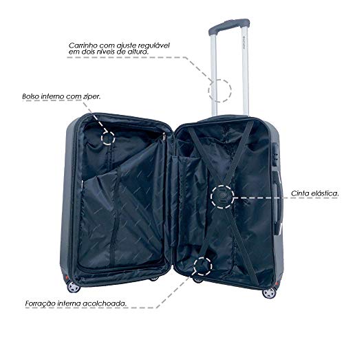 Kit Conjunto 2 Malas Rígidas 360° - Gladiador A6PM - Cinza