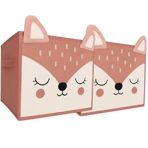 WOWGADGET 2er Faltbox Reh Kinder Aufbewahrungsbox Rosa-Braun