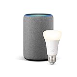 Echo Plus (2.ª generación), tela de color gris oscuro + Philips Hue White Bombilla LED E27
