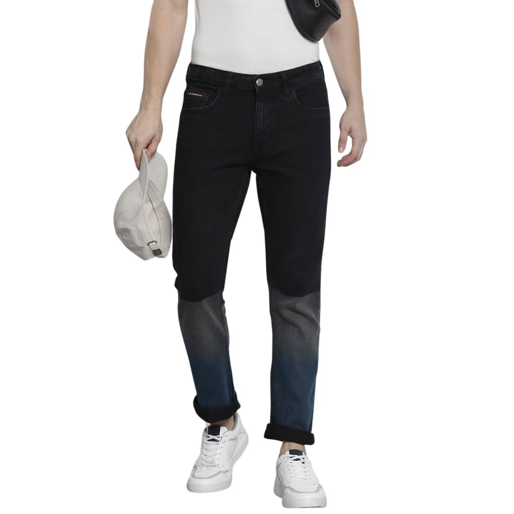 the indian garage co Men's Slim Straight Fit Solid Mid Rise Stretchable Jeans-picture-44
