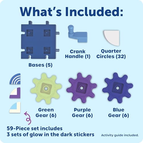 Learning Resources Glowing PatternGears - Building Set with Glow in the Dark Stickers, Toddlers Hands-On Toy, STEM Construction & Engineering, Fine Motor, Gifts for Boys and Girls - Image 6