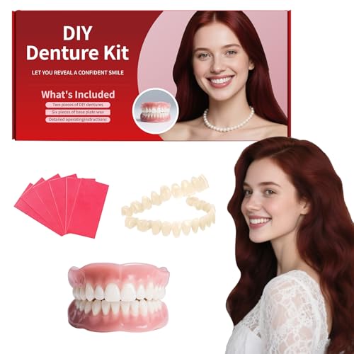 Dentures DIY Kit: Full Set Top & Bottom Fake Teeth for at-Home Smile Enhancement - Easy & Universal Fit-A08