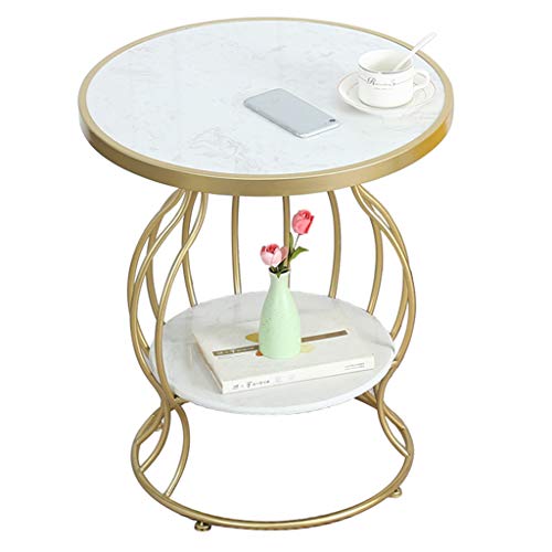Table basse d'angle plateau effet marbre et base en métal