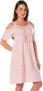 قميص نوم قطن نصف مقطوع بأكمام قصيرة للنساء من كوتون زون - R1124