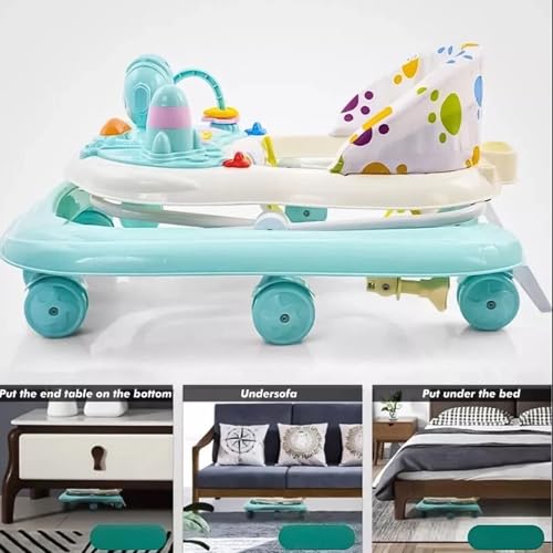 Baby Walker Foldable 5 Levels Height Push Along Walker Baby for Boys/Girls from 6 Months,with Music Box,U-Shaped Chassis,Removable Seat - Image 4