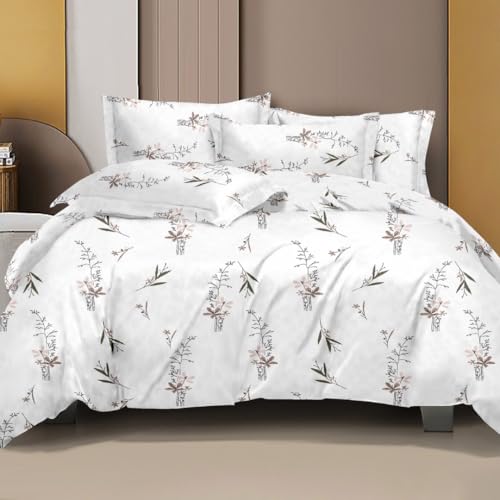 Image of 100% Cotton Bed Sheet for King Size Bed 300 TC, 1 King Size Bed Sheet (108x108 Inches) with 2 Pillow Covers, Premium Bedsheet for Double Bed King Size (Orchid Glow)