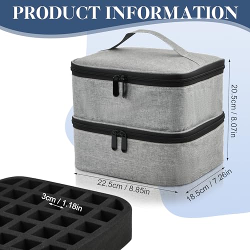 Bolsa de esmalte de uñas de doble capa gris para 30 botellas y herramientas 2