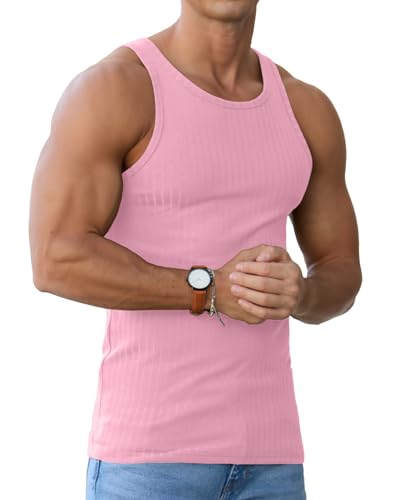 Askdeer Men's Ribbed Tank Top Casual Workout Sleeveless Shirts Soft Gym Muscle Bodybuilding Tee2