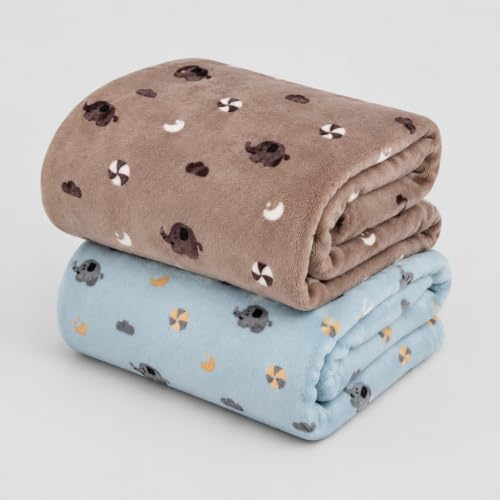 Image of Florida All Season Ultra Soft Kids AC Blanket /Baby Wrapper /Flannel Baby Blanket for 0-5 Yrs Kids(110x150cm) Pack of 2 (Blue-Brown)