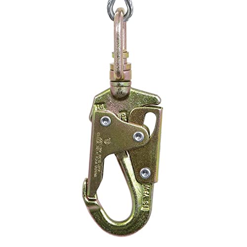 Image of PEAKWORKS Fall Protection Self Retracting Lifeline (SRL) with Galvanized Steel Cable, Snap Hook, 40 ft. Length, Green, V845533040LE