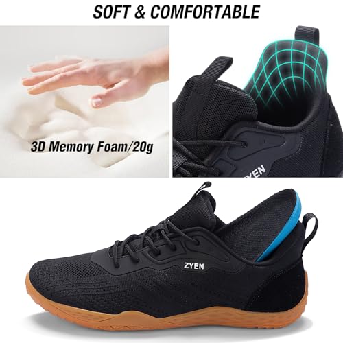 Image of ZYEN Mens Barefoot Shoes Wide Toe Box Trail Running Sneakers Zero Drop Non-Slip Extra Wide Width Walking Shoes Minimalist Wrestling Sneakers Gym Trainer