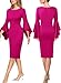 VFSHOW Womens Ruffle Bell Sleeves Cocktail Party Wedding Guest Slim Bodycon Business Casual Pencil Sheath Dress (Hot Pink, Medium) 10856 HPIK M