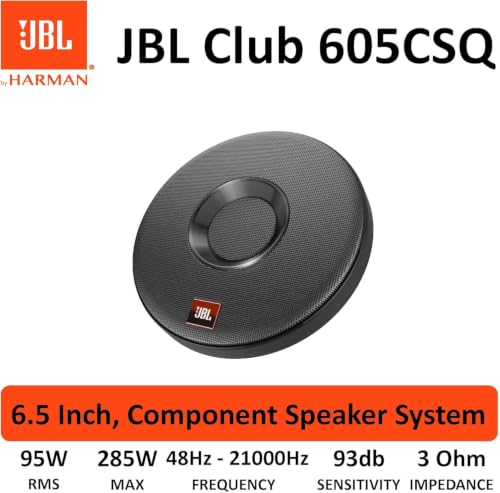 Image of JBL Club 605CSQ 2-Way Car Component Speaker System - 285 Watt Peak 95W RMS with Carbon Fiber Car Speaker, Silk Dome Tweeter and Filters