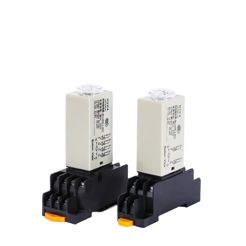 Power-on Delay Rotary Knob DPDT 5S/10S/30S/60S/3M/5M/10M/30M Timer Time Relay AC 24V 220V 380V H3Y-2 with Base Socket(VoltageAC380V,1M)