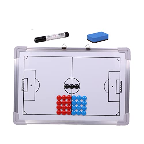 UKCOCO 27 Piezas Tablero de Fútbol de Aleación de Aluminio con Imán y Borrador Pizarra Magnética Colgante Entrenamiento Fútbol Entrenadores y Jugadores