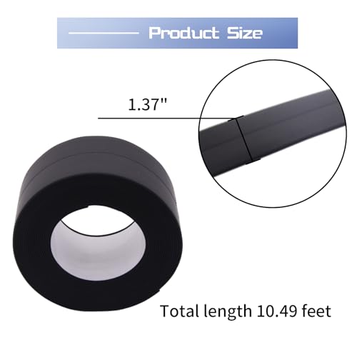 Image of 2Pcs Waterproof Caulk Tape Sealant Strip, 1.5 inch W x 10.5'L PVC Sealing Tapes for Kitchen Bathroom Bathtub Countertop Toilet Sink (Black)