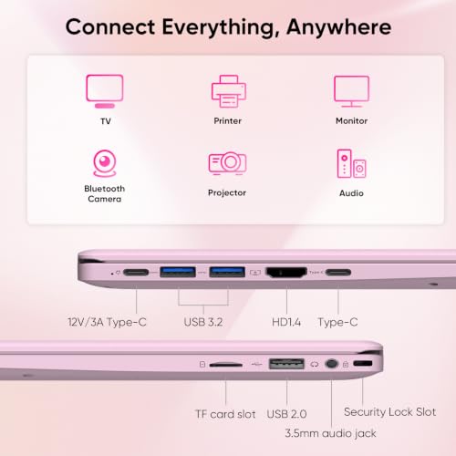 Image of VIGSENUP15.6 FHD Pink Laptop 8GB RAM 256GB SSD,CPU up to3.4GHz,OfficeSuite