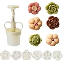 Ylskmu Cookie Stamp 6pcs 50g Moon Cake Mold Set، Thickness Adjustable Mid Autumn Festival DIY Hand Press Cookie Cutter Dessert Pastry Decoration Tool Moon cake Maker