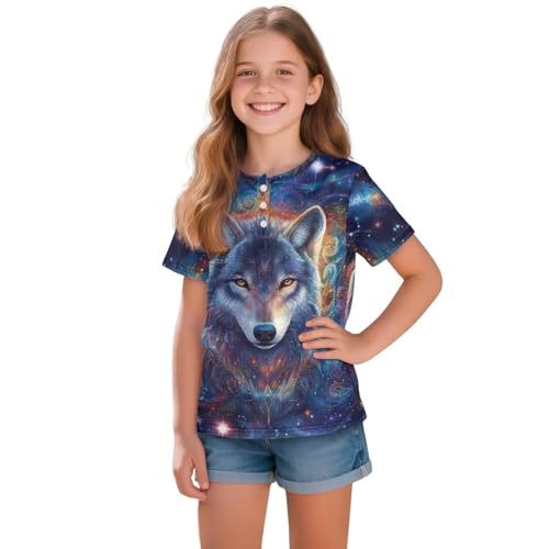 DISNIMO Toddler Henley Shirt for Girls Short Sleeve T Shirts Crewneck Summer Tee Tops